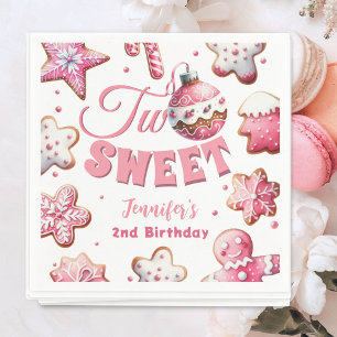 Servilleta De Papel Dos Niña Dulce Galleta Rosa Navidad Cumpleaños 2