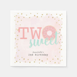 Servilleta De Papel Dos papel de cumpleaños de donut rosado dulce Chic