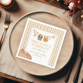 Servilleta De Papel Dos Pequeñas Calabazas Otoño Gemelos Baby Shower