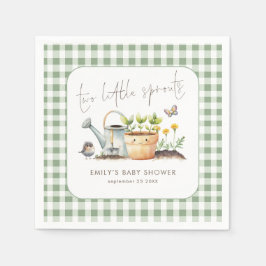 Servilleta De Papel Dos pequeños brotes de gingham salvia gemelos baby