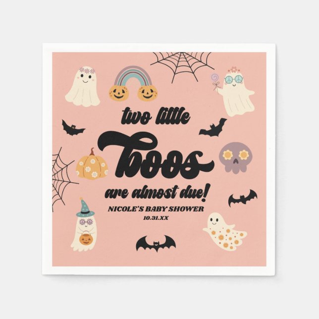 Servilleta De Papel Dos pequeños gemelos Halloween Baby Shower (Anverso)
