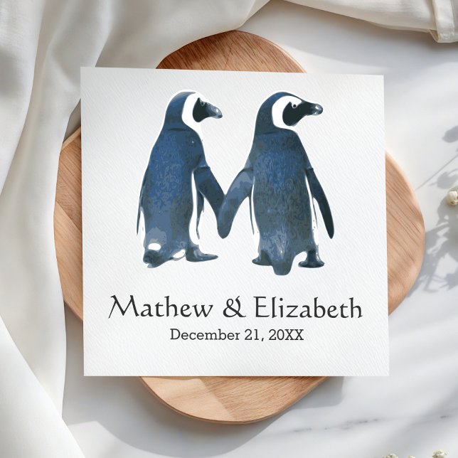 Servilleta De Papel Dos Pingüinos Adorables | Boda Romántica (Subido por el creador)