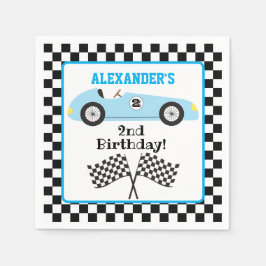 Servilleta De Papel Dos Racecar Rápido Carreras Azul Niño Cumpleaños