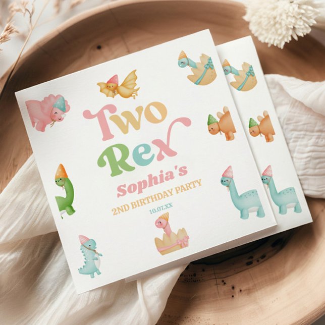Servilleta De Papel Dos Rex Dinosaur 2º Segundo Partido de Cumpleaños (Subido por el creador)