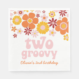 Servilleta De Papel Dos servilletas de cumpleaños retro florales groov