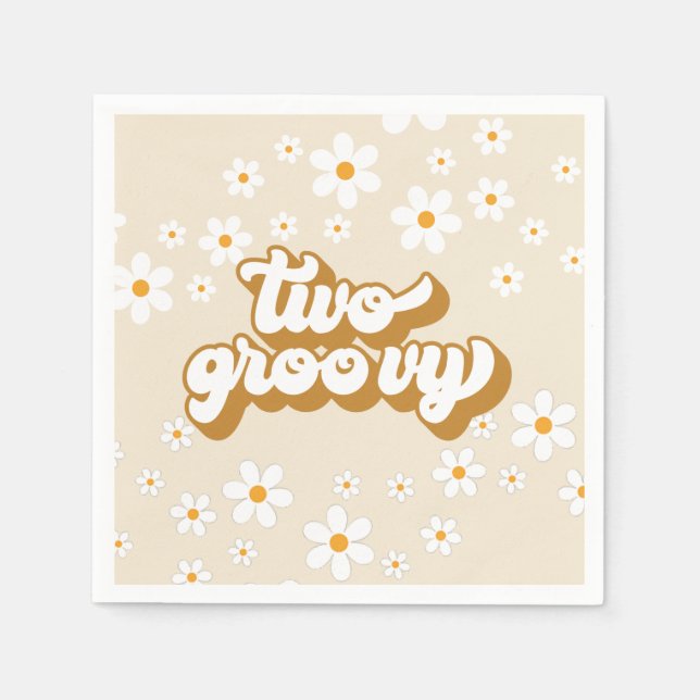 Servilleta De Papel Dos servilletas para cumpleaños número dos Groovy  (Anverso)