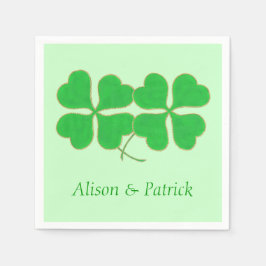 Servilleta De Papel Dos Shamrock Gold Dot Trim Nombres Napkins