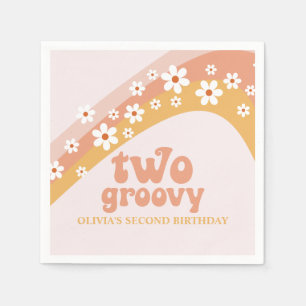 Servilleta De Papel Dos toallas Groovy Retro Daisy Boho Rainbow