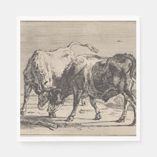 Servilleta De Papel Dos toros de lucha (por Paulus Potter) (Anverso)