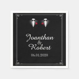 Servilleta De Papel Dos Tuxedos con Napkin Boda Gay Rosa Rojo