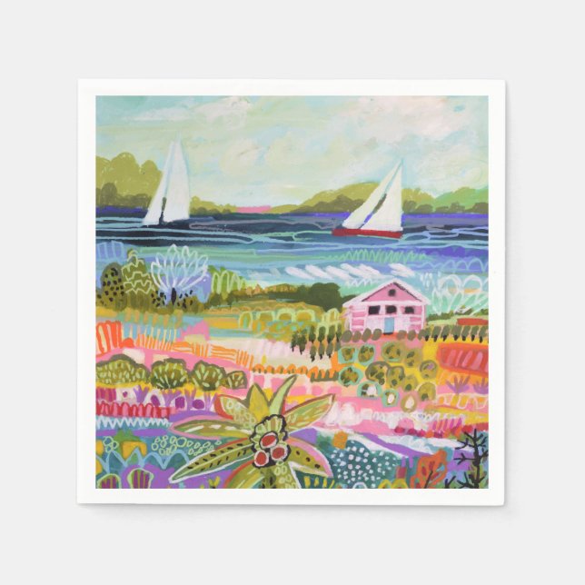 Servilleta De Papel Dos veleros y cabaña (Anverso)