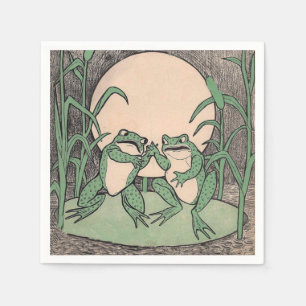 Servilleta De Papel Dos Vintage Funny Love Green Frog Moon
