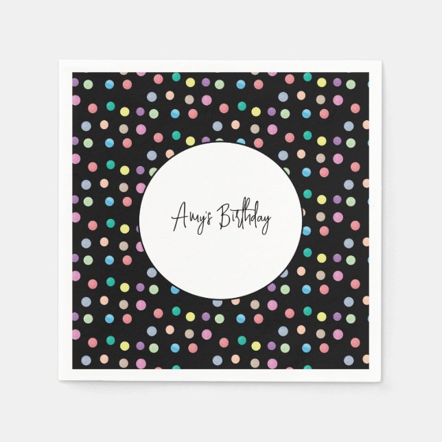 Servilleta De Papel Dots de acuarela Mano Pintado Día de Cumpleaños Co (Anverso)