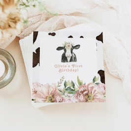 Servilleta De Papel DOTTIE Holy Cow Cute Floral Farm 1er cumpleaños