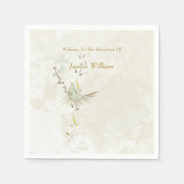 Servilleta De Papel Dove and golden leaves paper napkins  (Anverso)