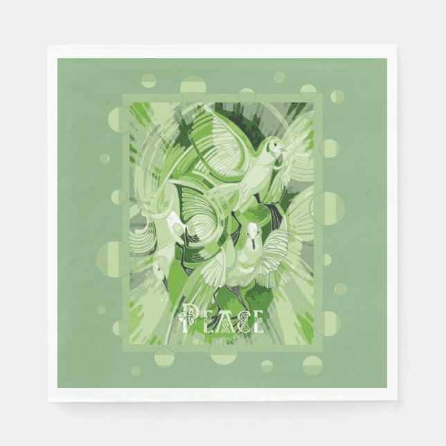 Servilleta De Papel Dove con Celtic Peace Text en tonos verdes (Anverso)