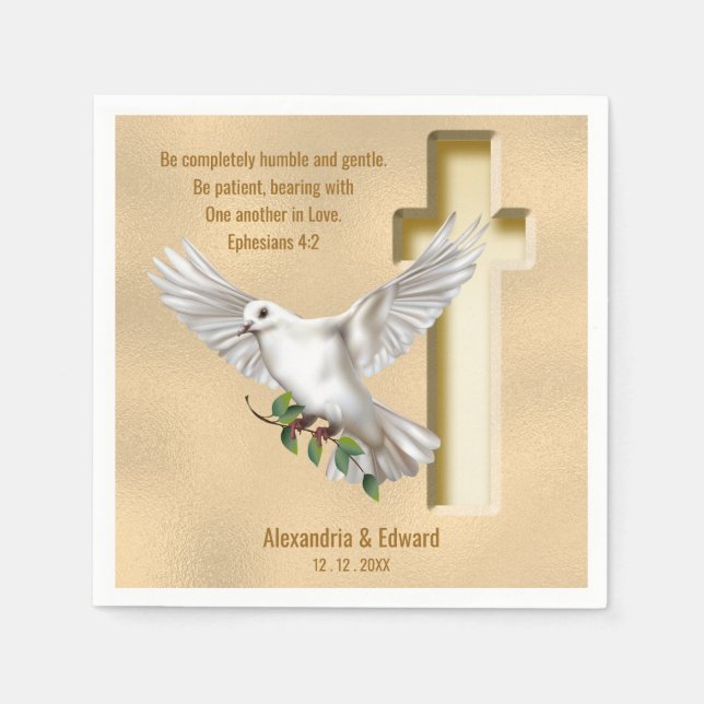 Servilleta De Papel Dove Cross Scripting Verse Ephesian 4:2 (Anverso)
