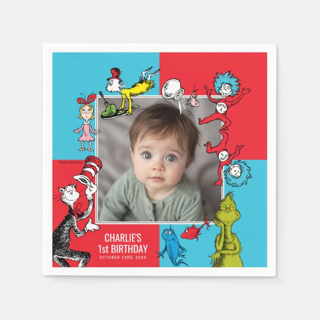 Servilleta De Papel Dr. Seuss - Caracteres | Cumpleaños de los niños (Anverso)