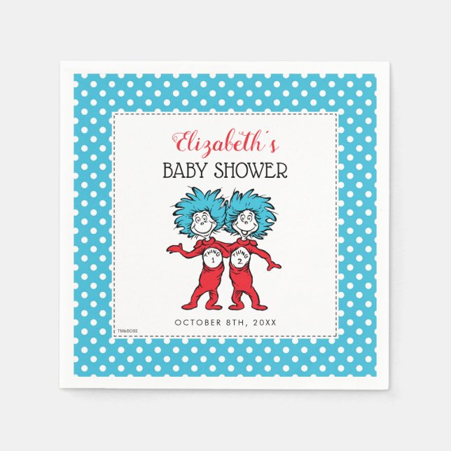 Servilleta De Papel Dr. Seuss Cosa 1 Cosa 2 | Cumpleaños de Gemelos (Anverso)