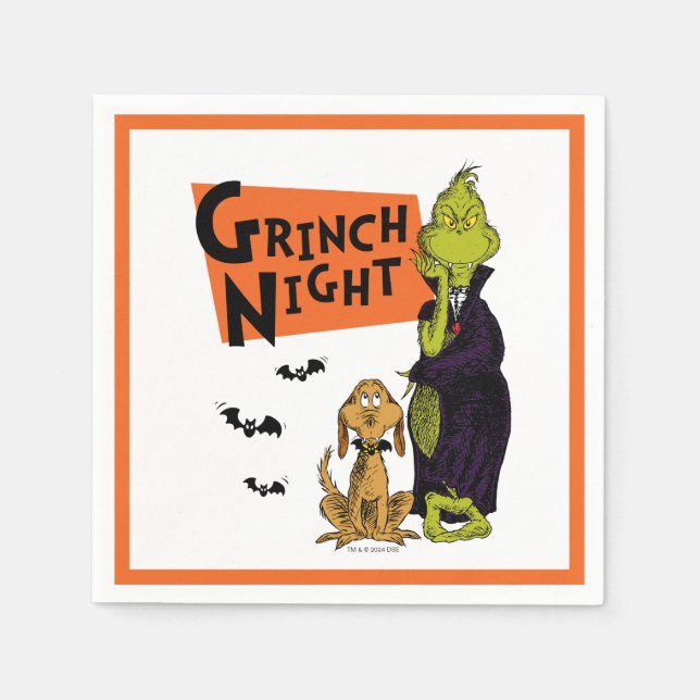 Servilleta De Papel Dr. Seuss | Gráfica nocturna de Hallowen Grinch (Anverso)