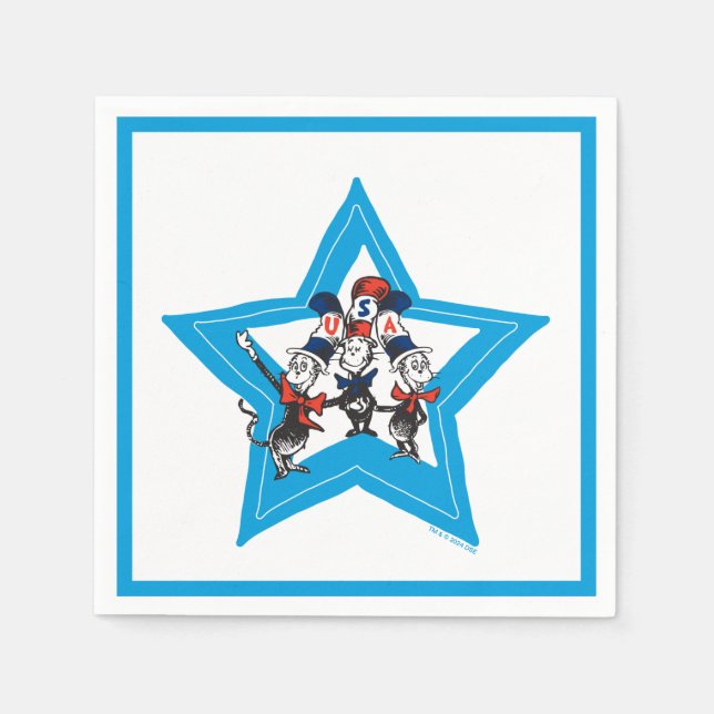 Servilleta De Papel Dr. Seuss | Gráfico de Gorras de Little Cats USA (Anverso)