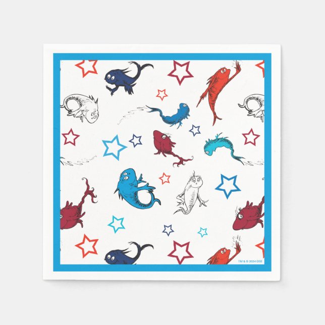Servilleta De Papel Dr. Seuss | Un pez dos peces patrón de estrella (Anverso)