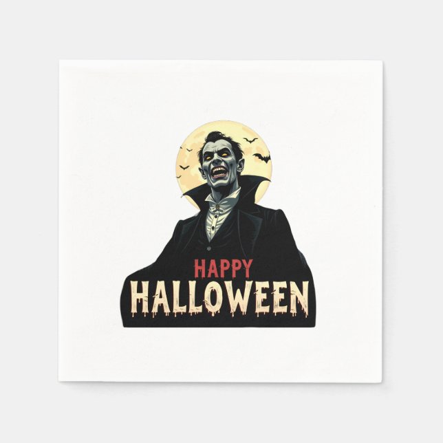 Servilleta De Papel Drácula te desea una noche aterradora (Anverso)