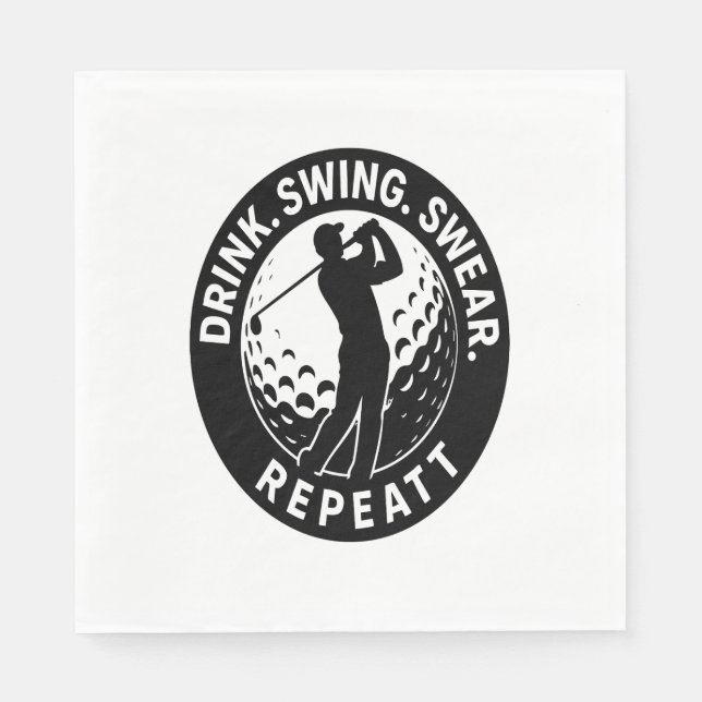Servilleta De Papel Dragar Swing Swear Repeat Golf (Anverso)