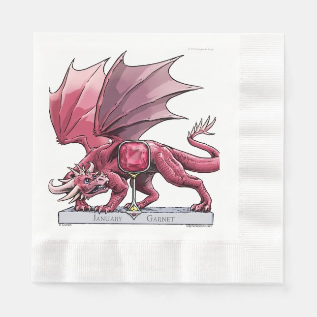 Servilleta De Papel Dragón Birthstone de enero - Garnet (Anverso)
