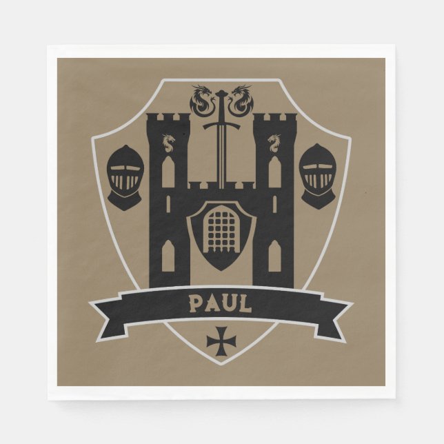 Servilleta De Papel Dragón Caballero Inglés Medieval (Anverso)