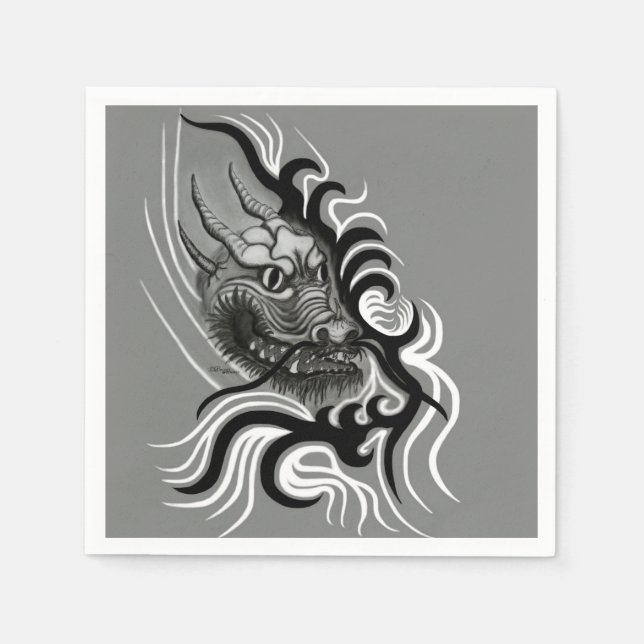 Servilleta De Papel Dragón chino en tatuaje (Anverso)