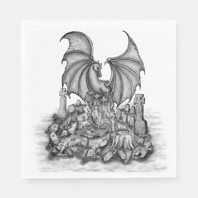 Servilleta De Papel Dragón con zombi (Anverso)