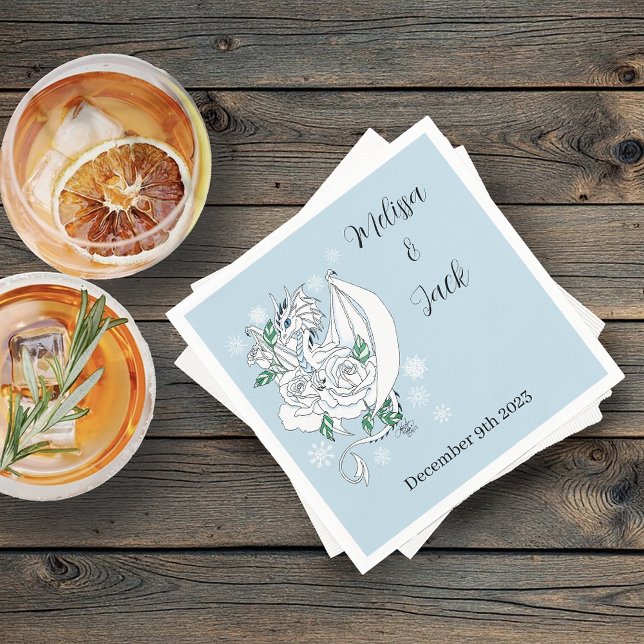 Servilleta De Papel Dragón de invierno blanco Snowflakes Blue (Subido por el creador)