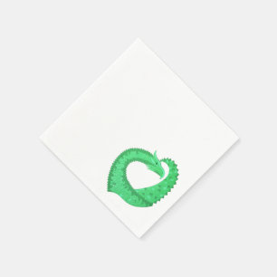 Servilleta De Papel Dragón del corazón verde sobre blanco