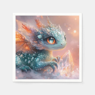 Servilleta De Papel Dragón infantil adorable con gema de cristal: arte