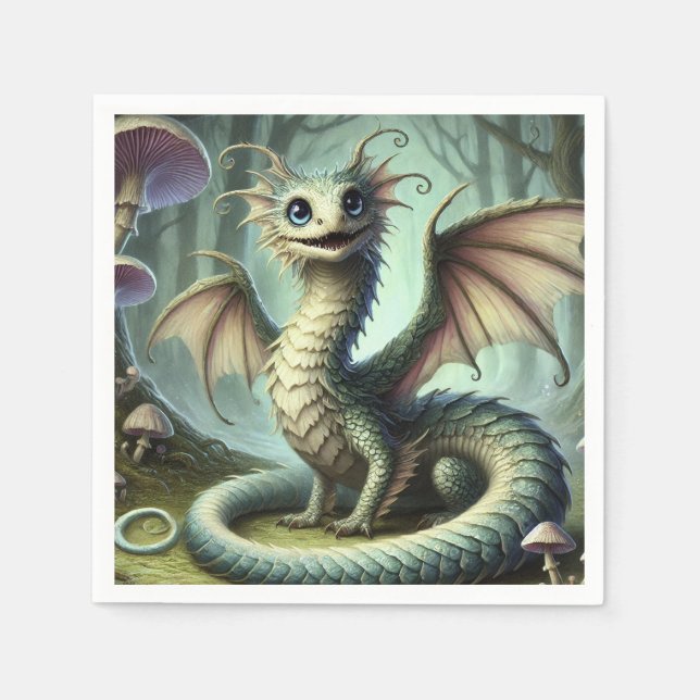 Servilleta De Papel Dragon Jabberwocky Cute Fantasía Creatividad Arte (Anverso)