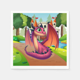Servilleta De Papel Dragón personalizado morado/rojo