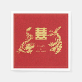 Servilleta De Papel Dragon-Phoenix Doble Xi Oro Rojo