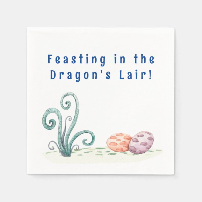 Servilleta De Papel Dragón Prehistórico Huevos Hábitat Natural (Anverso)