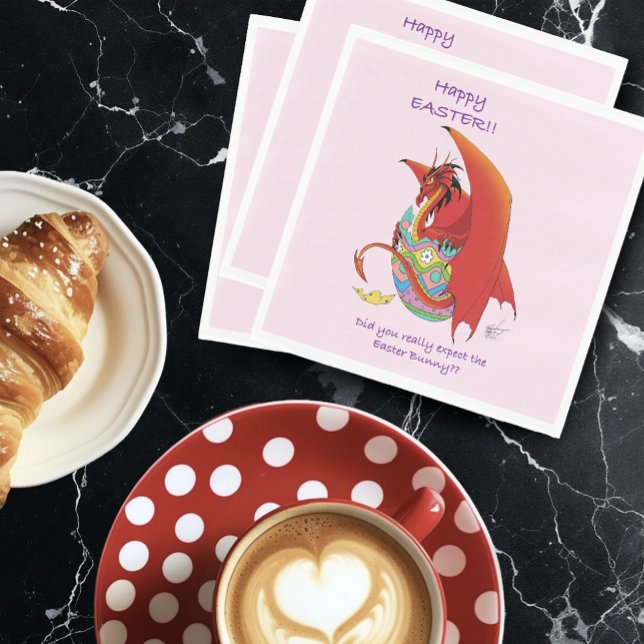 Servilleta De Papel Dragón rojo de huevo de Pascua (Subido por el creador)