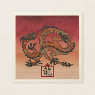 Servilleta De Papel Dragón Rojo Suerte, 龙