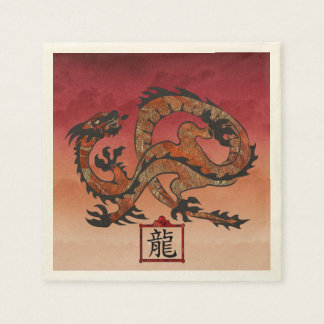 Servilleta De Papel Dragón Rojo Suerte, 龙