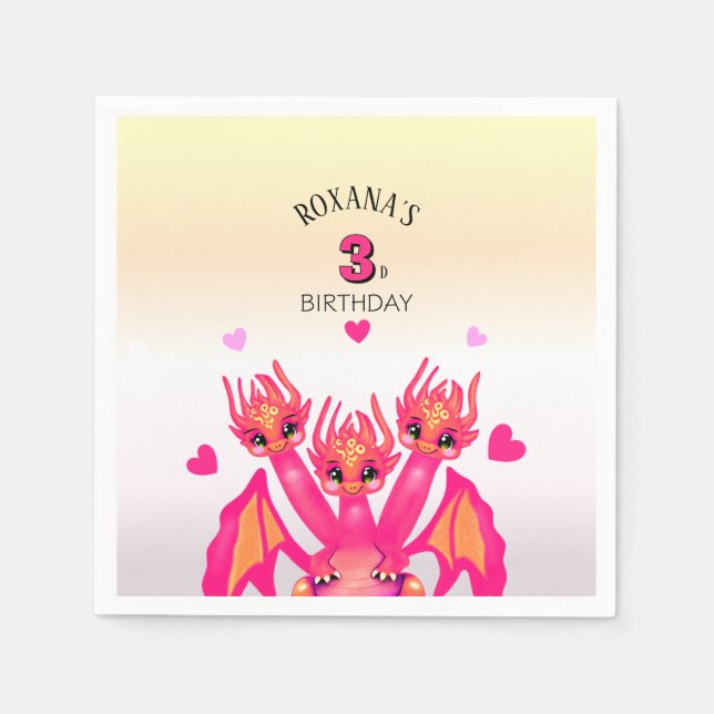 Servilleta De Papel Dragón rosa (Anverso)
