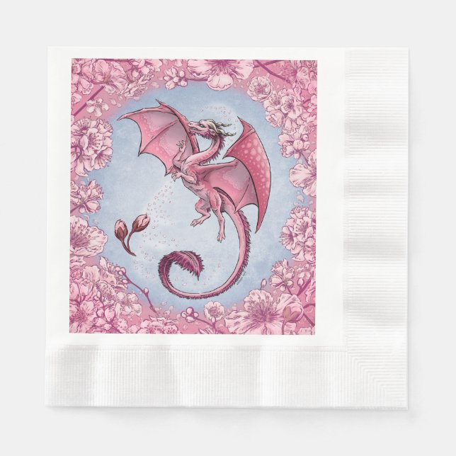 Servilleta De Papel Dragón rosa de la naturaleza de primavera arte de  (Anverso)