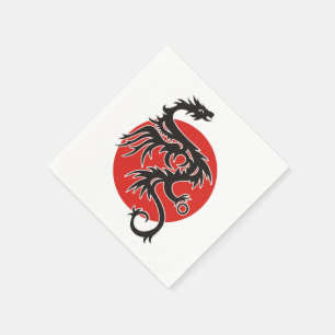 Servilleta De Papel Dragón Sun - blanco rojo negro + sus ideas
