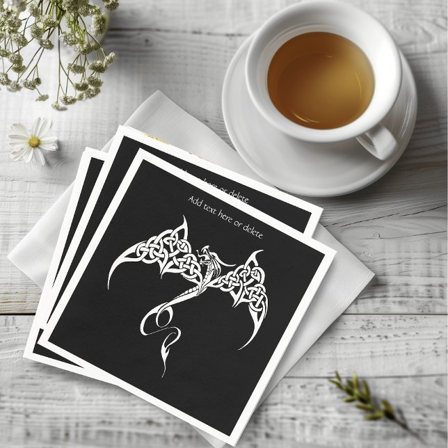 Servilleta De Papel Dragón Tribal Celta Entrelazado Negro Blanco Fanta (Subido por el creador)