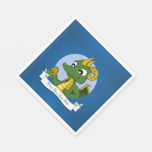 Servilleta De Papel Dragón verde de dibujos animados