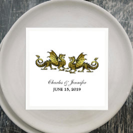 Servilleta De Papel Dragones Boda Elegantes dorados Napkins de papel