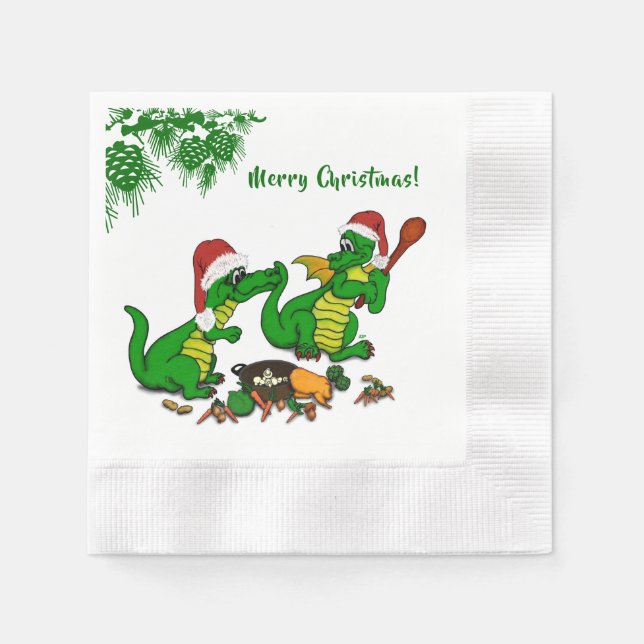 Servilleta De Papel Dragones - ¡Feliz Navidad! - hoy cocinaré (Anverso)
