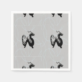 Servilleta De Papel dragones negros en gris